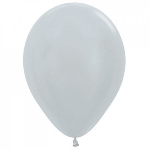 12cm (5 Inch) Metallic Silver Latex Balloons