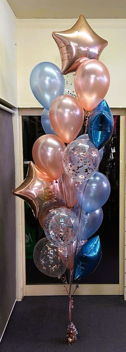 15 Helium Balloons Bouquet with 18 Inch Foil Balloons