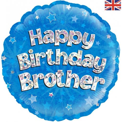 18 Inch Happy Birthday Brother Blue Foil Balloon