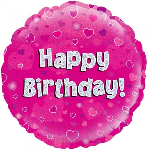 18 Inch Pink Holographic Birthday Foil Balloon