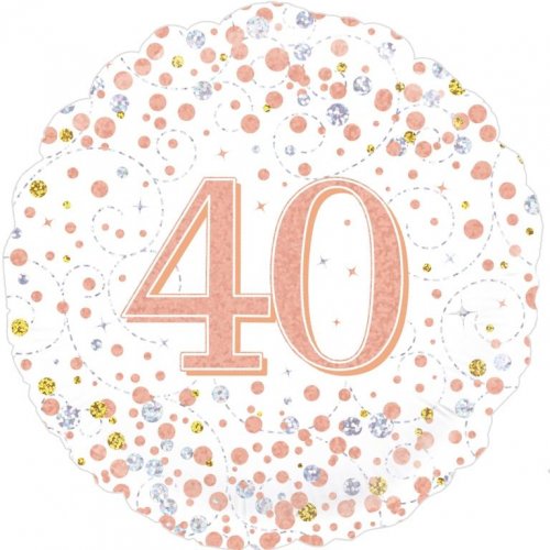 18 Inch Sparkling Fizz Rose Gold 40th Birthday Foil Balloon