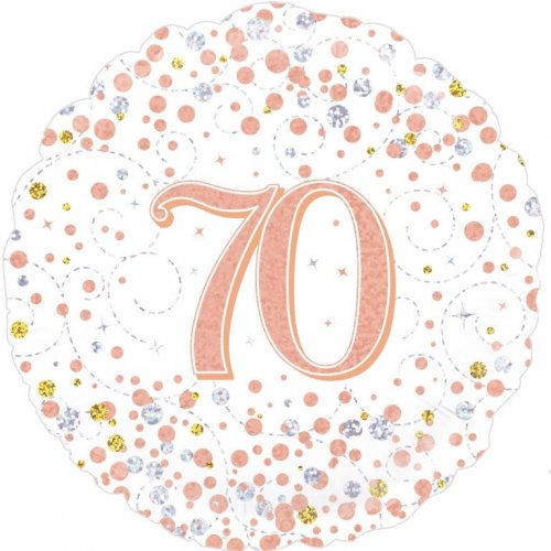 18 Inch Sparkling Fizz Rose Gold 70th Birthday Foil Balloon