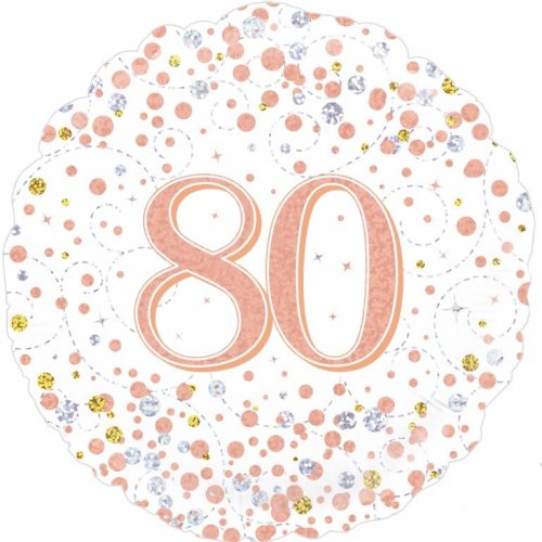 18 Inch Sparkling Fizz Rose Gold 80th Birthday Foil Balloon