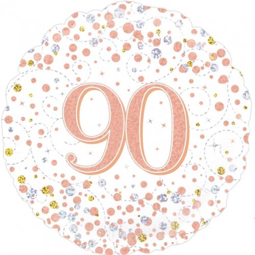 18 Inch Sparkling Fizz Rose Gold 90th Birthday Foil Balloon