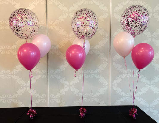 2 Helium Balloons Bouquet with 16 Inch Confetti Balloon