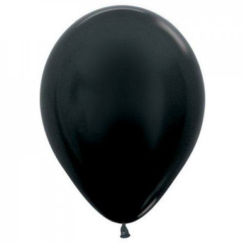 30cm (11 Inch) Metallic Black Latex Balloons