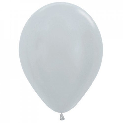 30cm (11 Inch) Metallic Silver Latex Balloons