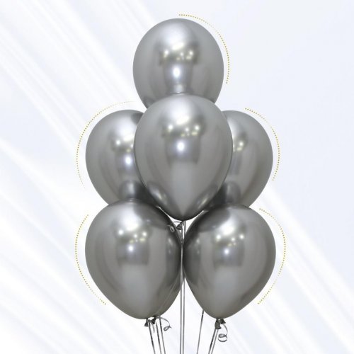 30cm (11 Inch) Reflex Silver Latex Balloons