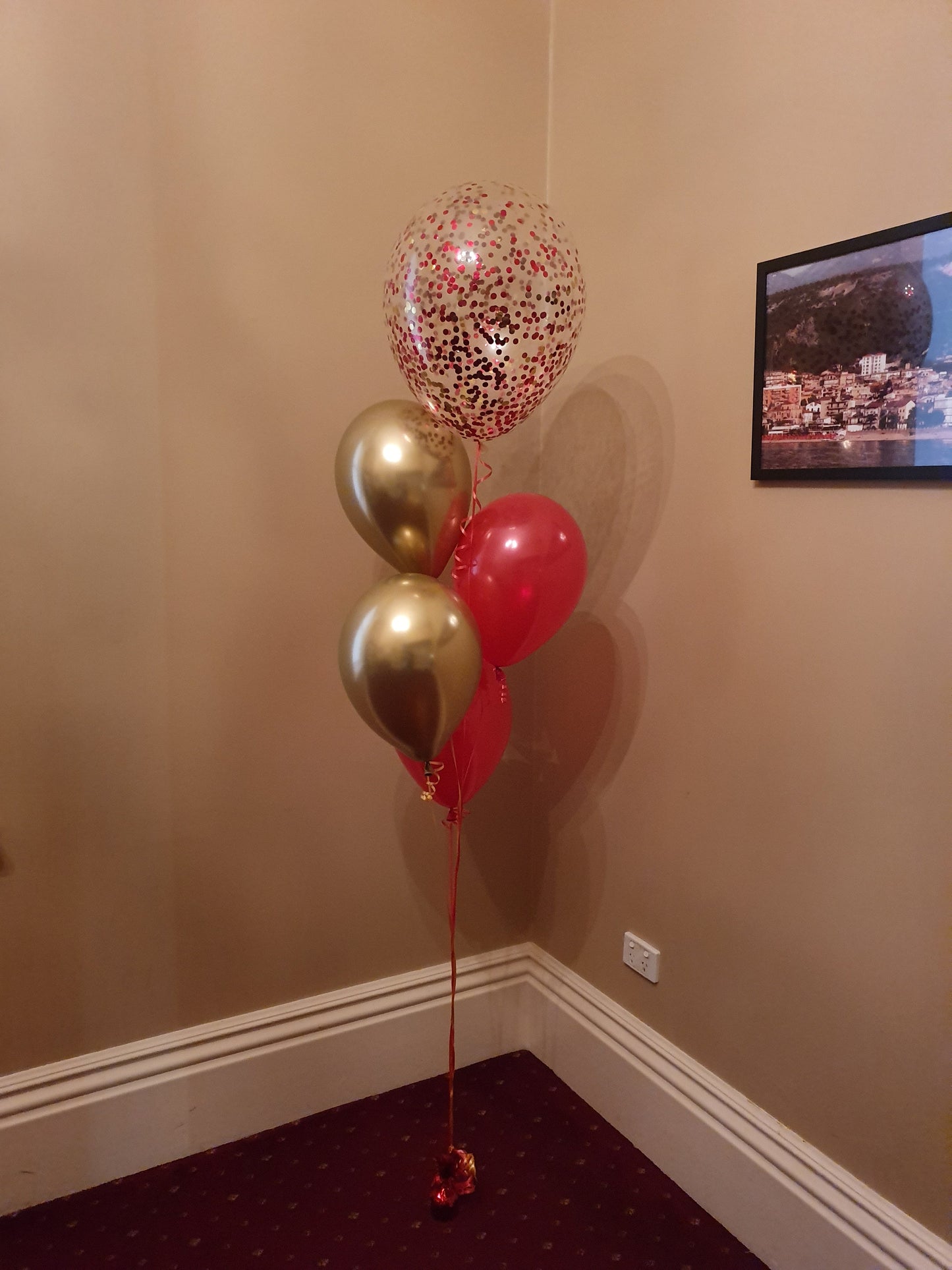 4 Helium Balloons Bouquet with 16 Inch Confetti Balloon