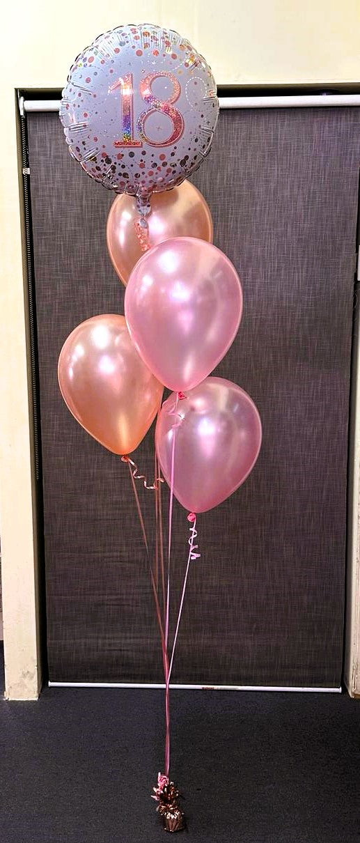 4 Helium Balloons Bouquet with 18 Inch Foil Balloon