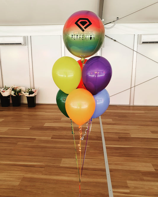 6 Helium Balloons Bouquet with 43cm Personalised Orbz Balloon