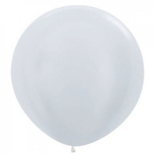 90cm Metallic White Latex Balloons