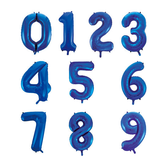Blue Helium Megaloon Numbers Foil Balloon