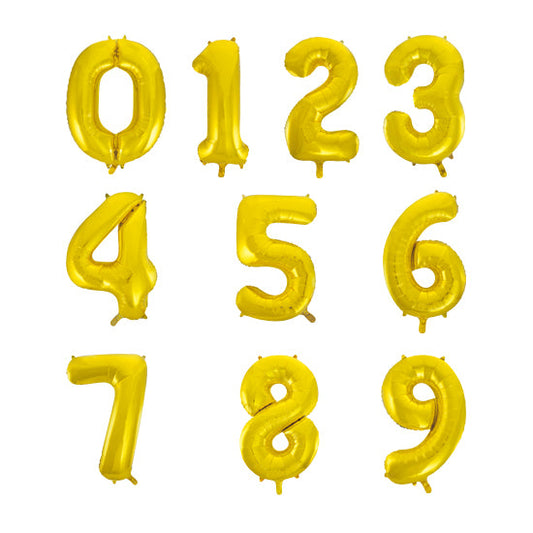 Gold Helium Megaloon Numbers Foil Balloon