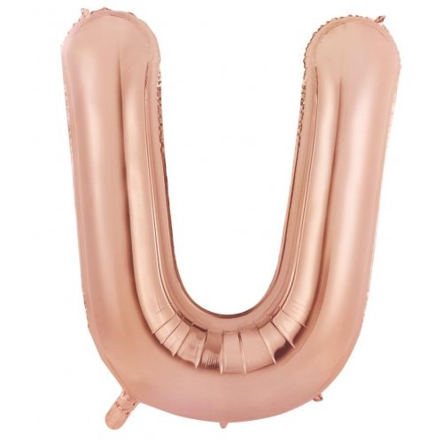 Letter U Foil Balloon 86cm - Rose Gold