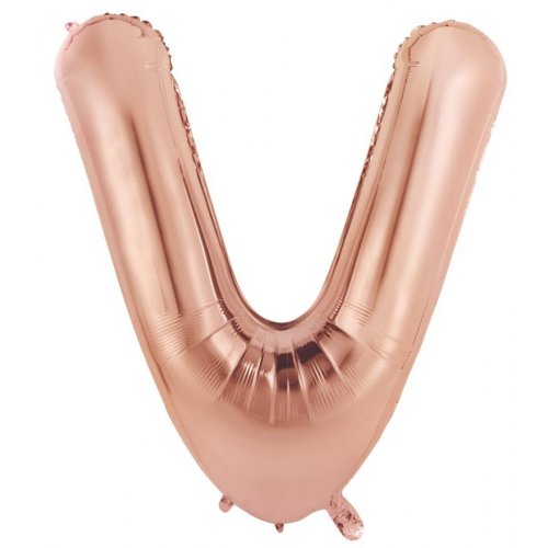 Letter V Foil Balloon 86cm - Rose Gold