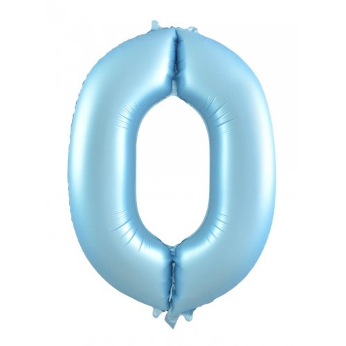 Number 0 Foil Balloon - Matt Pastel Blue