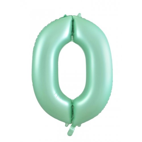 Number 0 Foil Balloon - Matt Pastel Green
