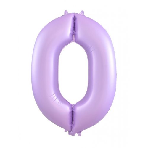 Number 0 Foil Balloon - Matt Pastel Lilac