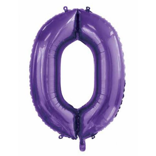 Number 0 Foil Balloon - Purple