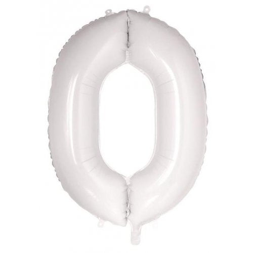 Number 0 Foil Balloon - White
