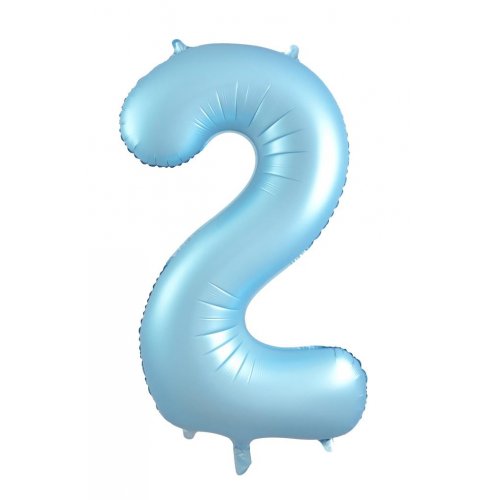 Number 2 Foil Balloon - Matt Pastel Blue