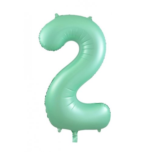 Number 2 Foil Balloon - Matt Pastel Green