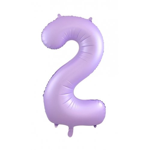 Number 2 Foil Balloon - Matt Pastel Lilac
