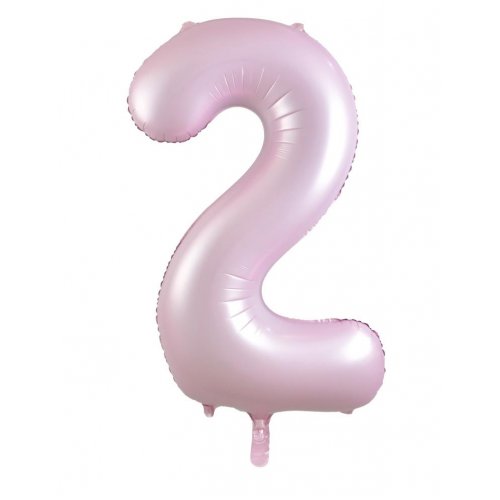 Number 2 Foil Balloon - Matt Pastel Pink