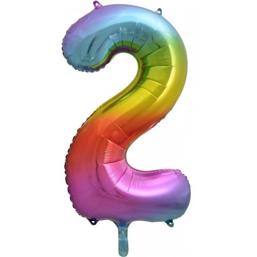 Number 2 Foil Balloon - Rainbow