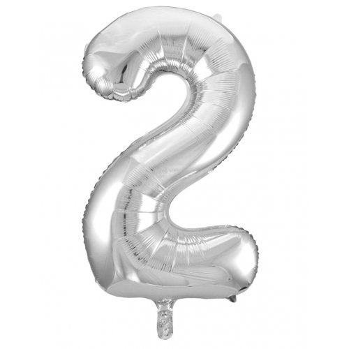 Number 2 Foil Balloon - Silver