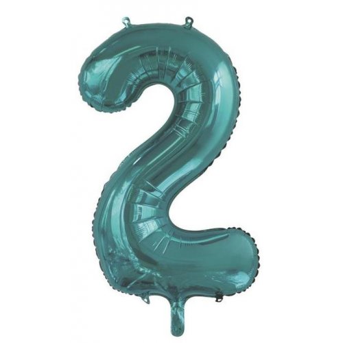 Number 2 Foil Balloon - Teal