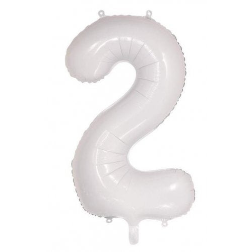 Number 2 Foil Balloon - White