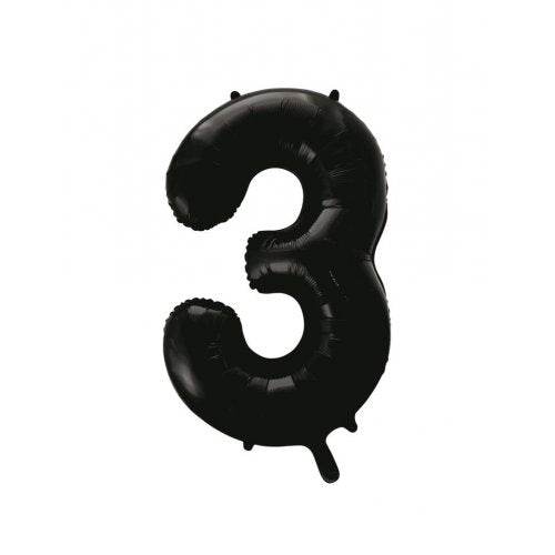 Number 3 Foil Balloon - Black