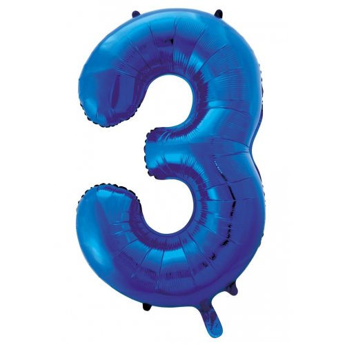 Number 3 Foil Balloon - Blue