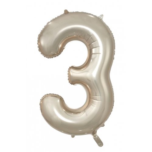 Number 3 Foil Balloon - Champagne