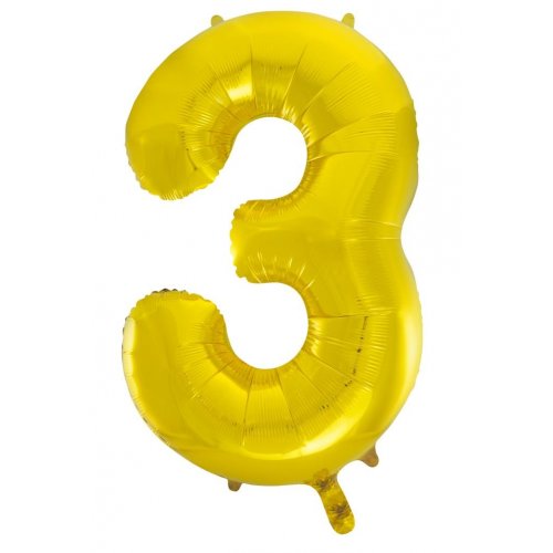 Number 3 Foil Balloon - Gold