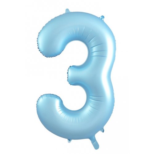 Number 3 Foil Balloon - Matt Pastel Blue