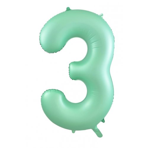 Number 3 Foil Balloon - Matt Pastel Green