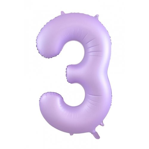 Number 3 Foil Balloon - Matt Pastel Lilac