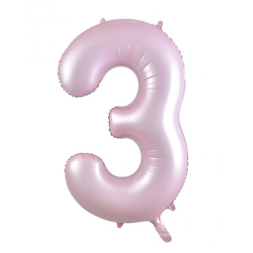 Number 3 Foil Balloon - Matt Pastel Pink