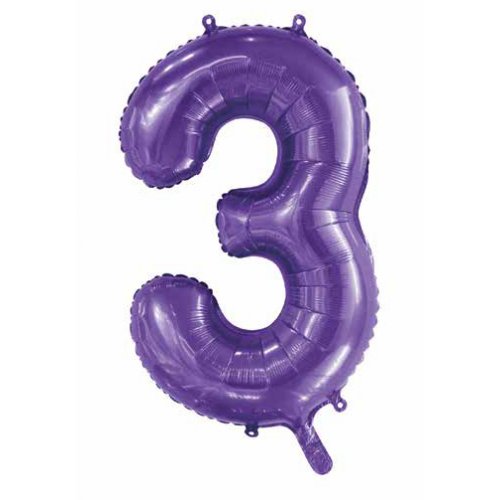 Number 3 Foil Balloon - Purple