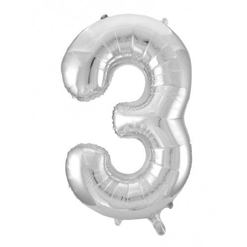 Number 3 Foil Balloon - Silver