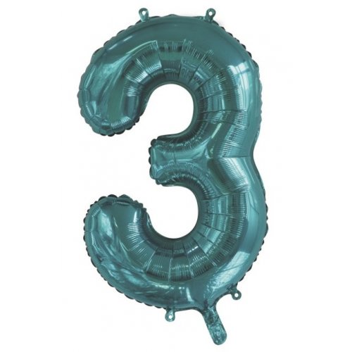 Number 3 Foil Balloon - Teal