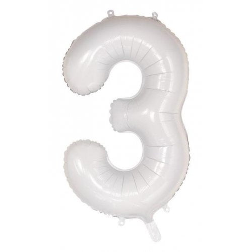 Number 3 Foil Balloon - White