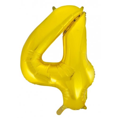 Number 4 Foil Balloon - Gold