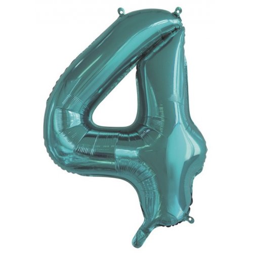 Number 4 Foil Balloon - Teal