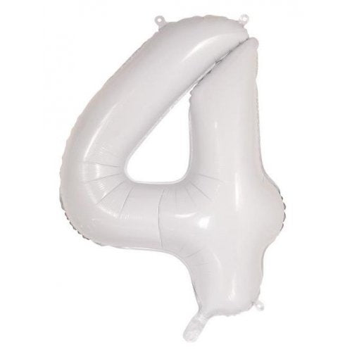 Number 4 Foil Balloon - White