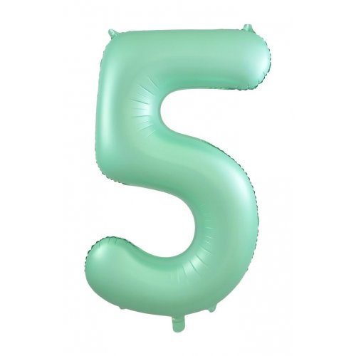 Number 5 Foil Balloon - Matt Pastel Green