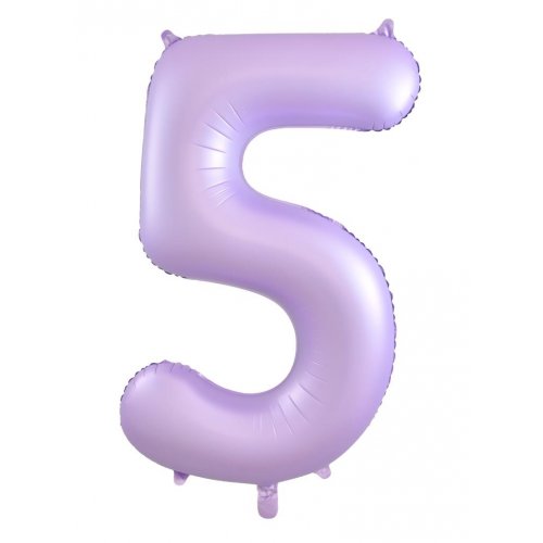Number 5 Foil Balloon - Matt Pastel Lilac